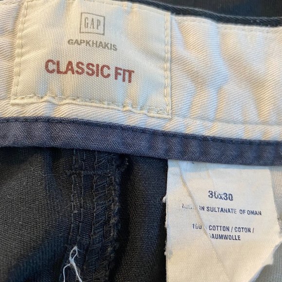 GAP KHAKIS CHINO CLASSIC FIT PANTS SLACKS BLACK UNISEX 30 x 30 - Picture 5 of 9